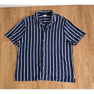 Madewell Easy Short-Sleeve Shirt in Stripe Jacquard Size XL Blue NO846